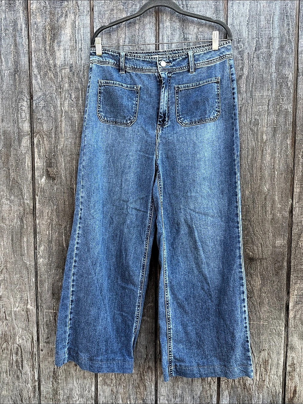 OAT New York Cloud Luxe Denim Utility Pocket Wide Leg Jean In Dion Wash 12